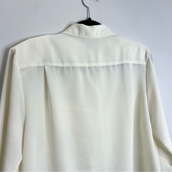 Vintage Bay Club ivory white flowy long sleeve blouse 14 - Picture 5 of 9